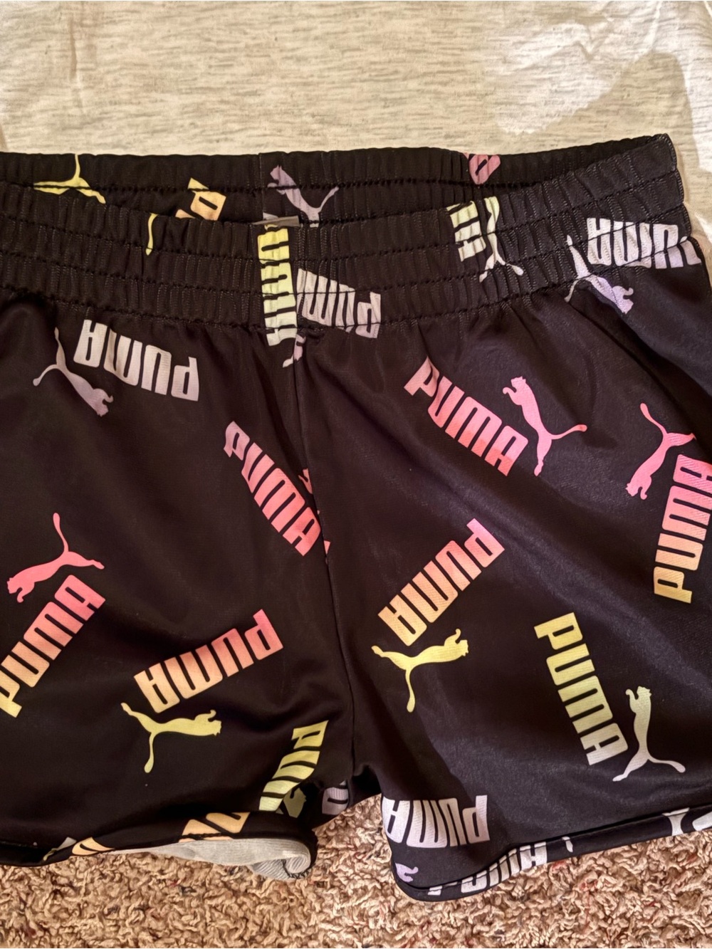 Puma Black Athletic Shorts Outfit with Multicolor Logo Print - Picture 4 of 4